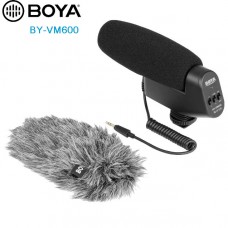DLSR kameralar üçün kardiod kondensator puşka mikrofon BOYA BY-VM600 
